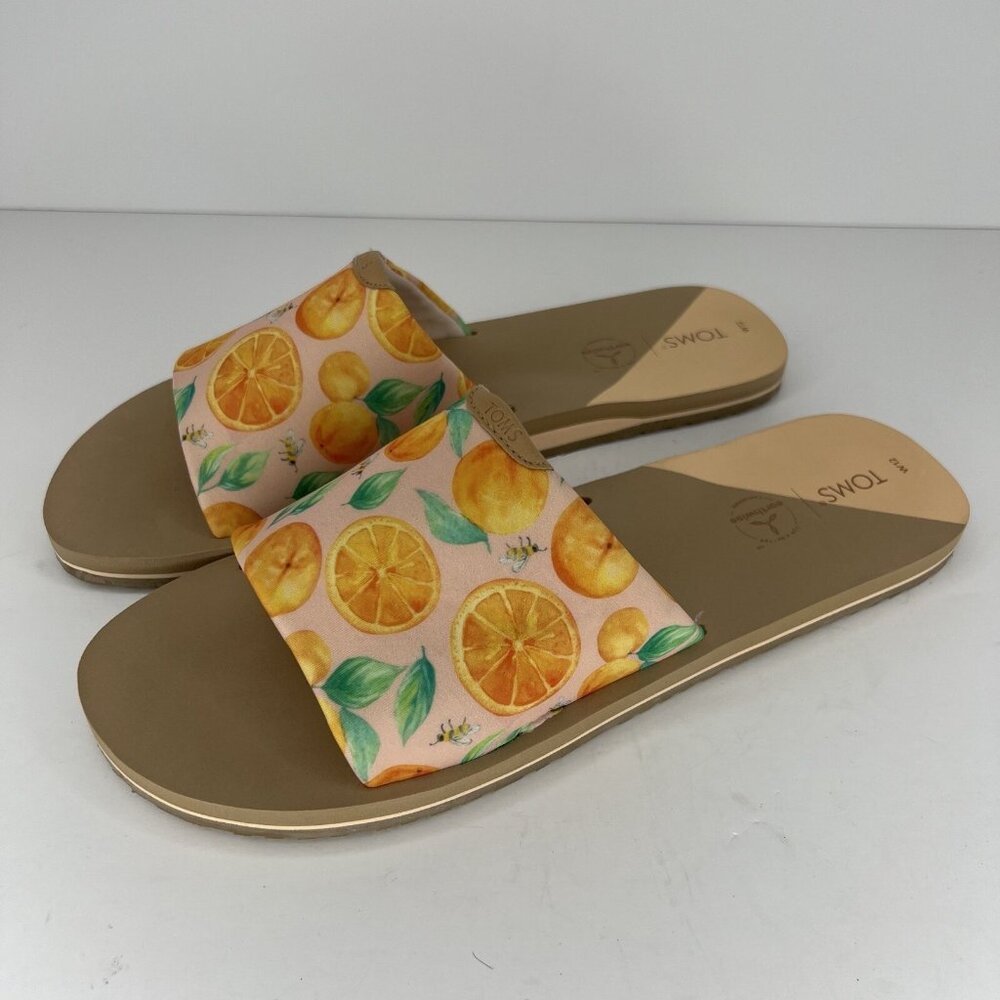 TOMS Earthwise Bee Fruit Sandals Comfort Slip-On Women's Size 12 Slides